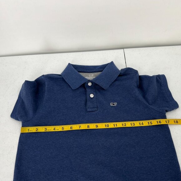 Vineyard Vines M Blue Edgartown Knit Polo Shirt Whale Logo Boys Short Sleeve - Picture 4 of 10